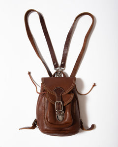 Roots Brown Leather Mini Backpack