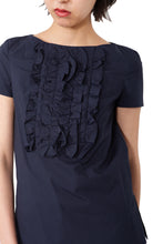 Load image into Gallery viewer, Navy Prada Ruffle Top
