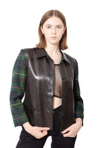 Plaid Leather Jacket
