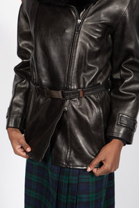 Gucci Fur Trimmed Leather Jacket