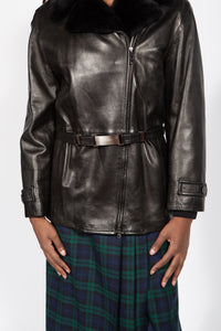 Gucci Fur Trimmed Leather Jacket