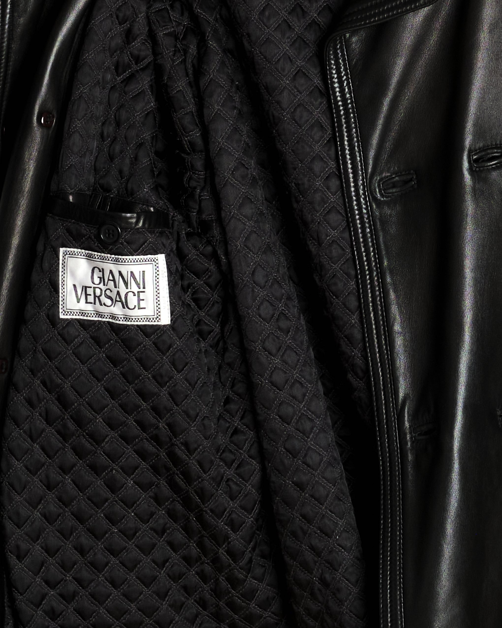 Gianni Versace 黒 レザージャケット ririジップ ヴィンテージ GIANNI VERSACE(ジャンニヴェルサーチ) 80's Vintage kimono