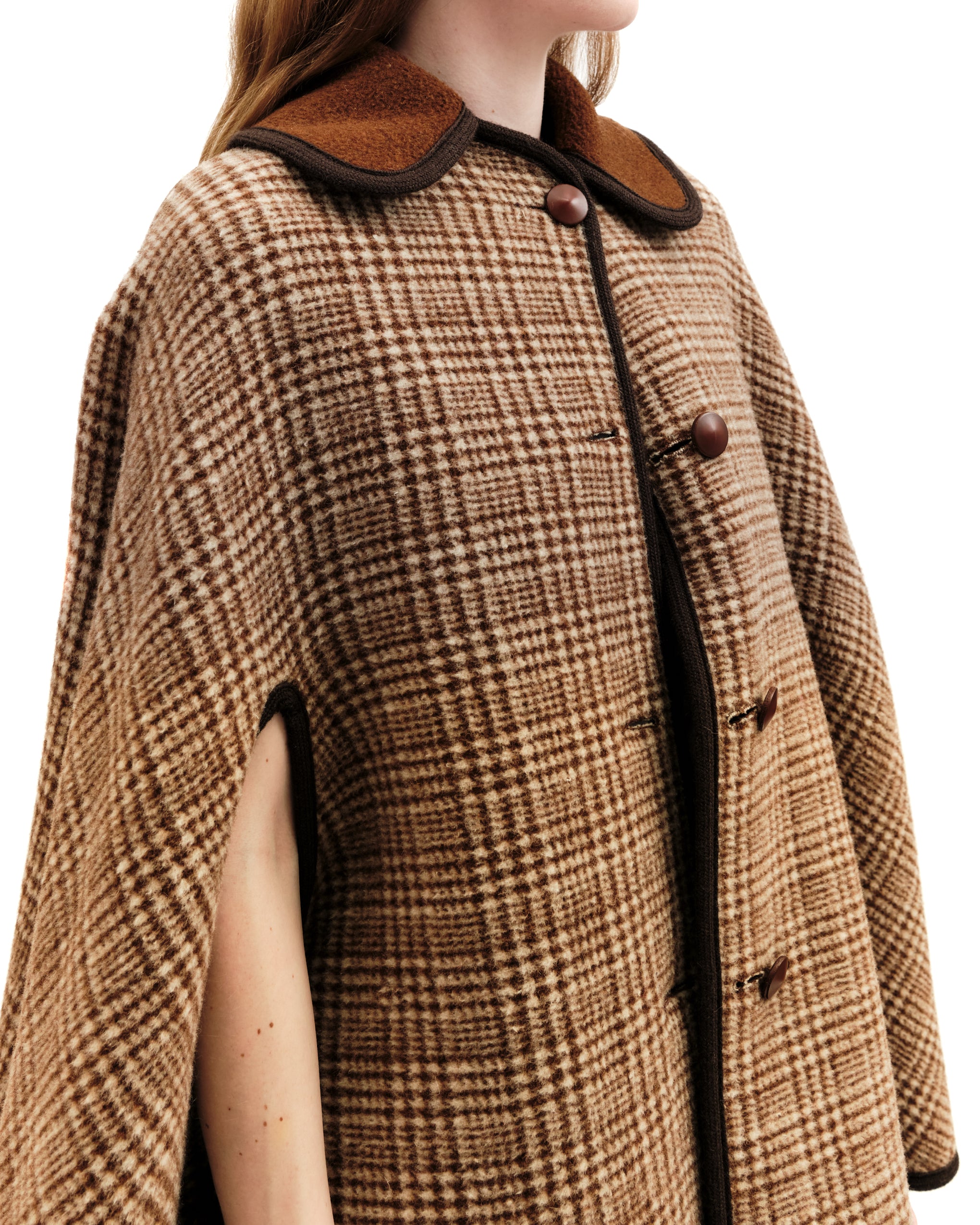 sheller classic cape like coatブラウンケープコート sheller classic