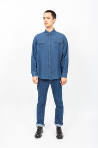 90's Dark Denim Wrangler Shirt, Medium