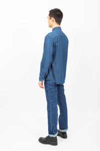 90's Dark Denim Wrangler Shirt, Medium