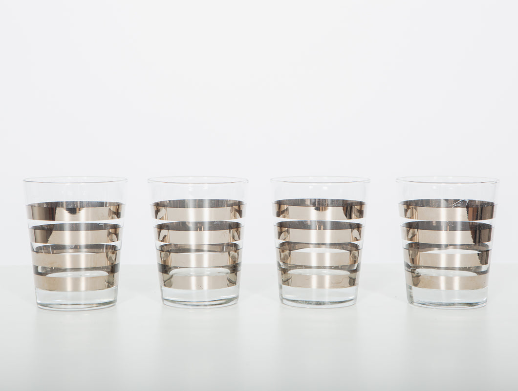 Striped Silver Glasses (Set of 4)