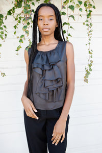 Silk Ruffled Tank, Small