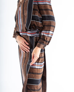 Striped 80's Silk Dress, Size 8