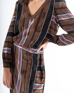 Striped 80's Silk Dress, Size 8