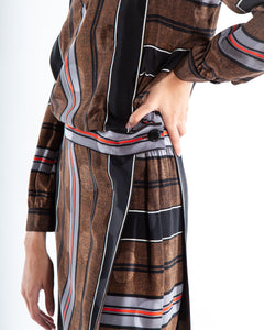 Striped 80's Silk Dress, Size 8