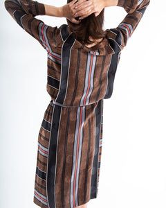 Striped 80's Silk Dress, Size 8