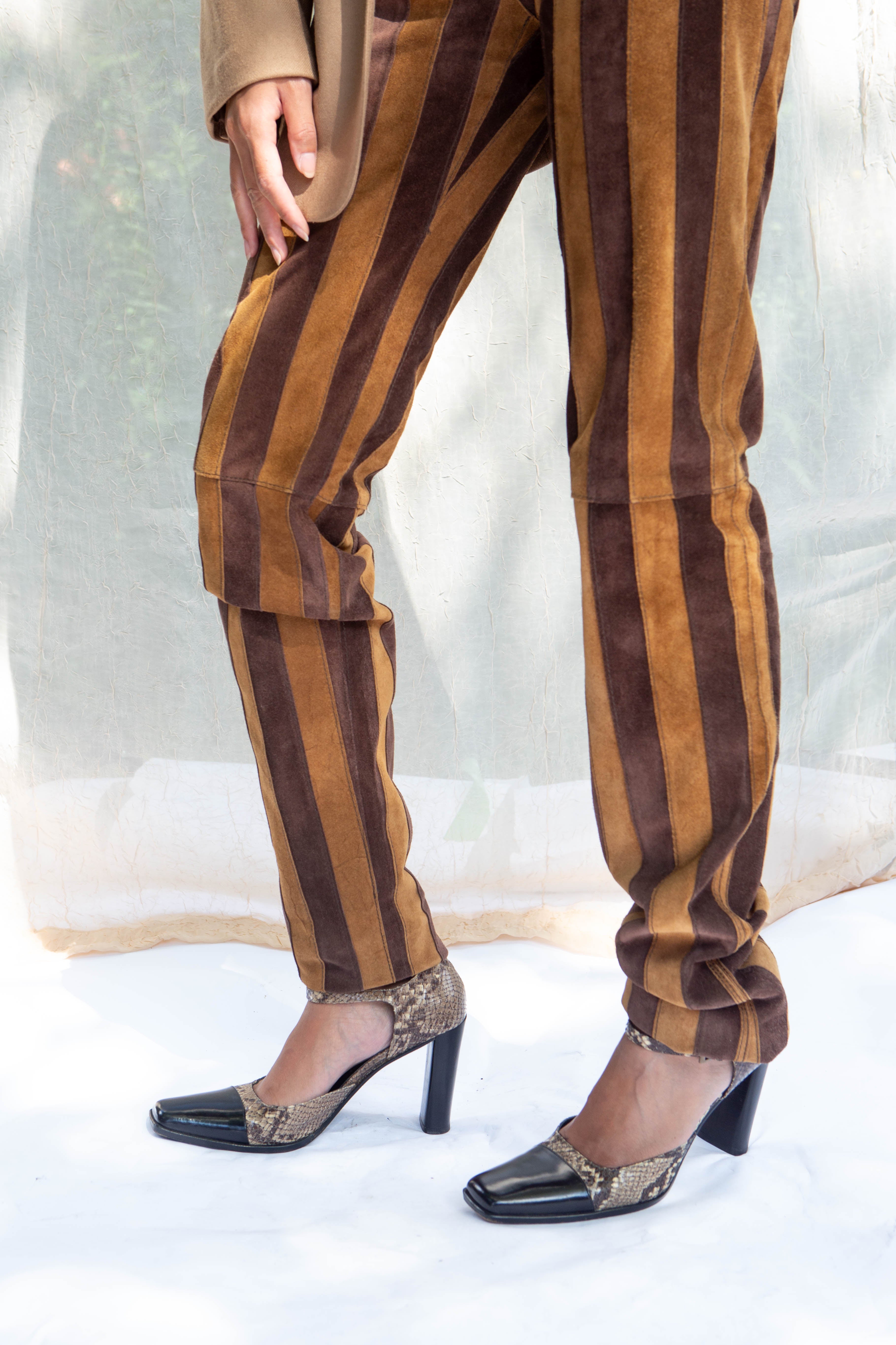 Dolce & Gabbana Striped Suede Trousers, 25” – Penny Arcade Vintage